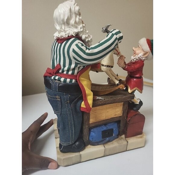 Holiday: Kirkland Fabric Mache Santa Claus 12” Workshop Christmas Scene Figure  - Picture 9 of 12